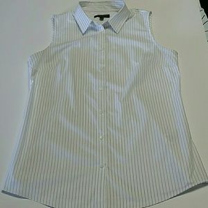 Banana Republic White Pinstripe Sleeveless Top